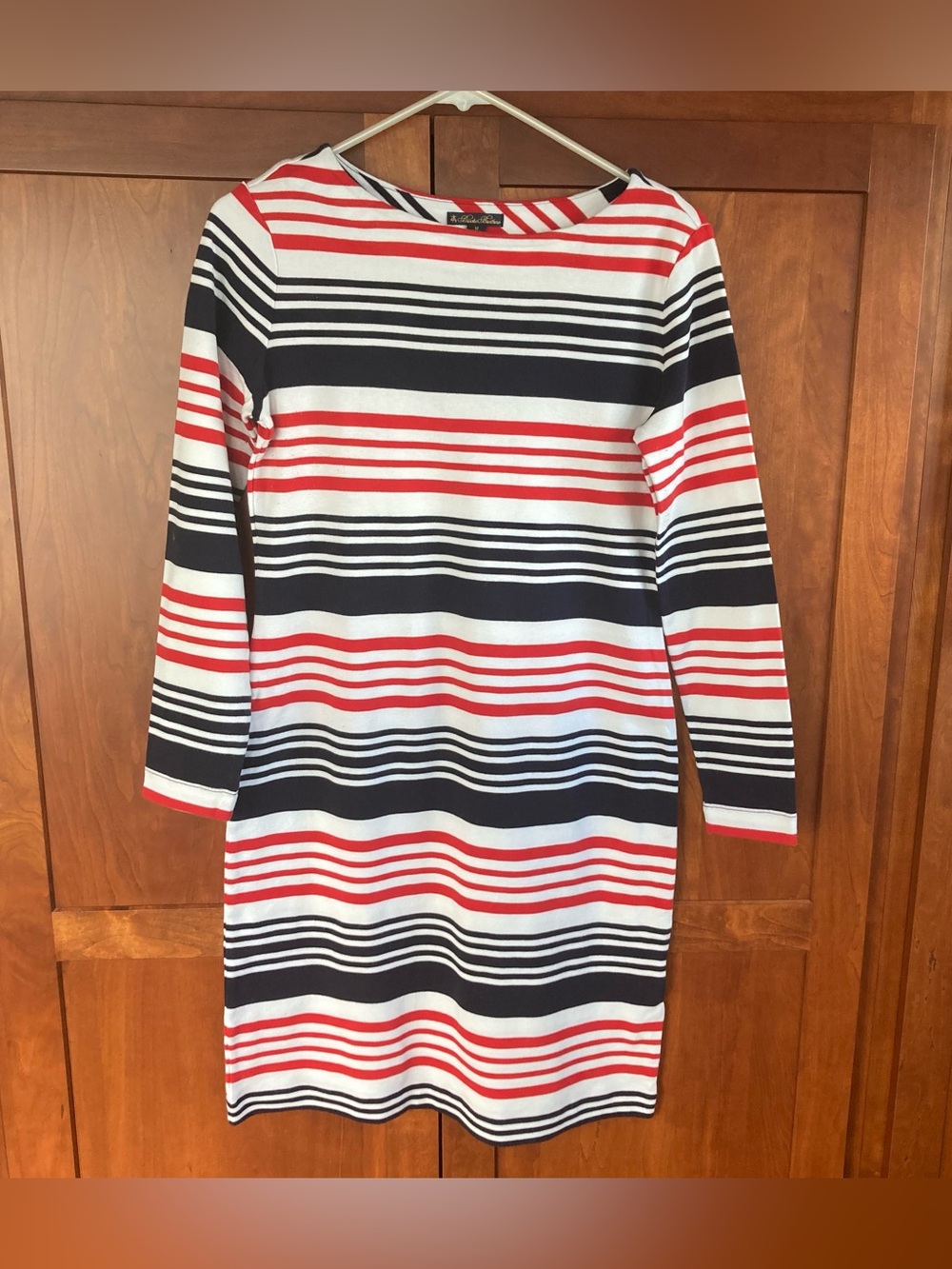 Women’s Brooks Brothers cotton knit dress. Stripes Red/white/blue. Size M